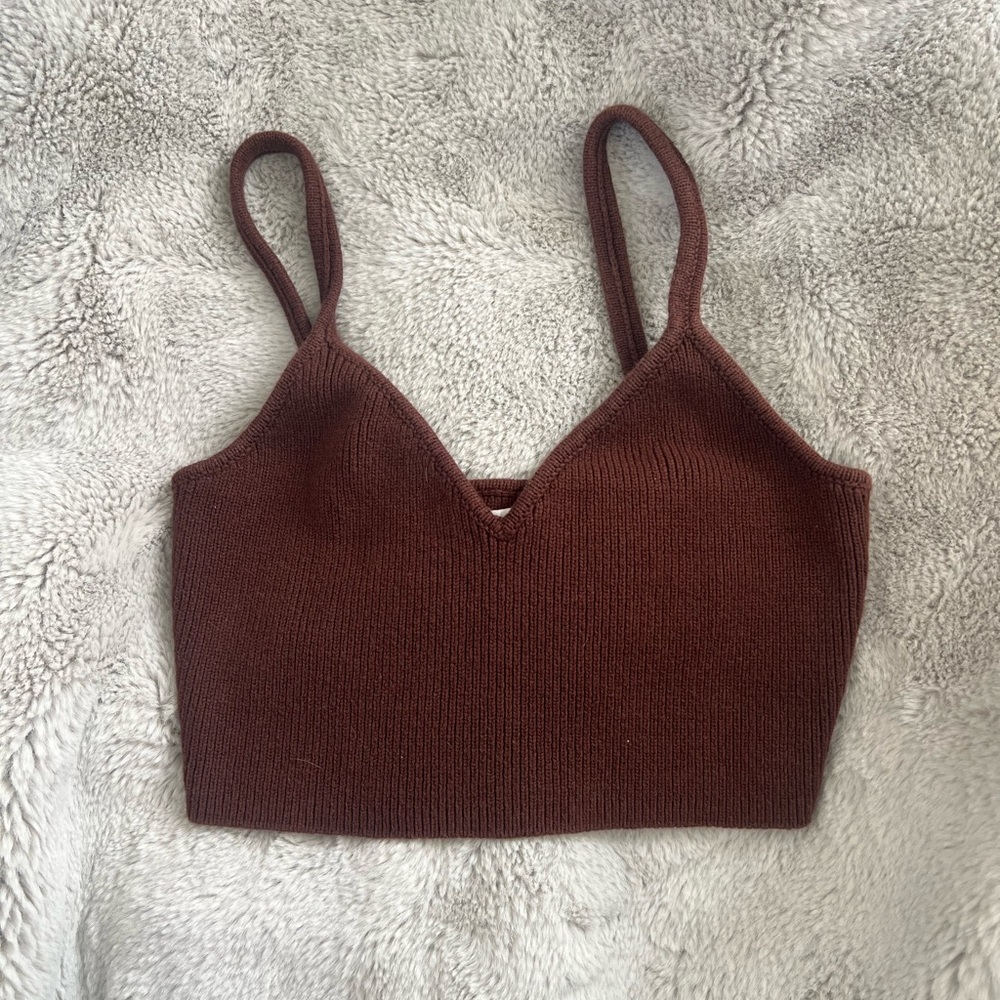 Reformation brown knit crop tank